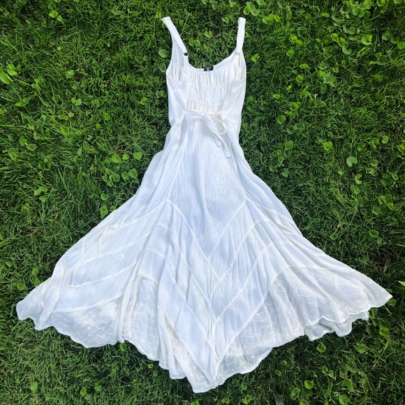 ❤️SOLD ON DEPOP❤️ Vintage 90s Fairy Boho Maxi Corset Sun Dress Fairycore - Picture 4 of 6